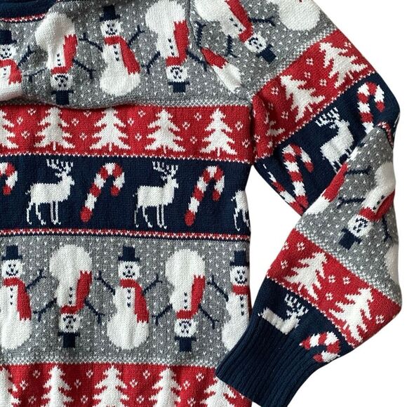 Vintage St John's Bay Snowman Christmas Sweater Fair Isle Ugly Sweater Small - Picture 4 of 5